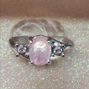 Simulated pink opal ring